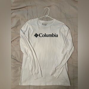 Columbia White Long Sleeve Shirt with Black Logo